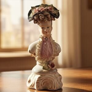 Vintage 1940s Cordey Model 3000 Porcelain Lady Bust Dipped Lace Figurine